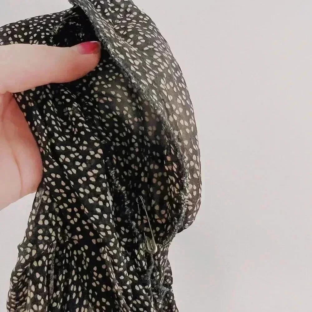 Vintage Giorgio Armani Black Cream Spotted Long Sleeve Button Up Blouse Size 8 - Picture 6 of 8